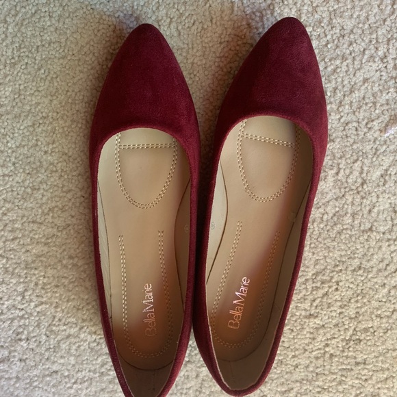 Bella Marie Shoes - Bella Marie Burgundy Ballerina Flats